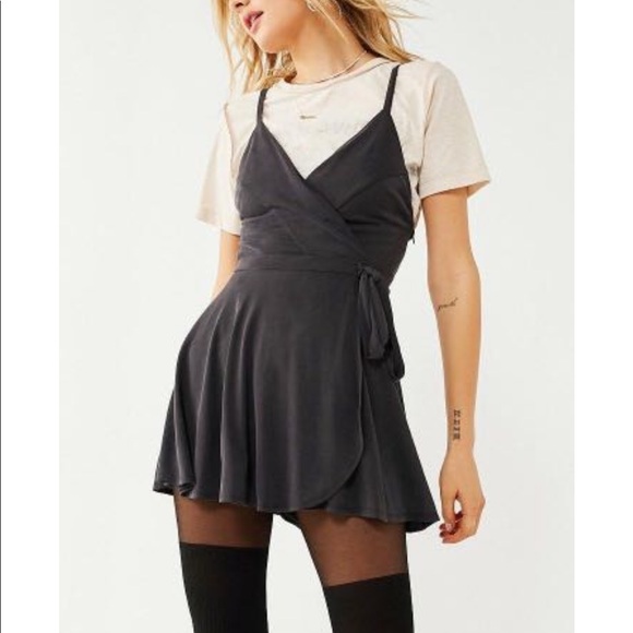 kimchi blue veruca cupro skorted wrap romper dress - Picture 2 of 6